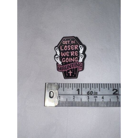 Get In Loser We’re Going Haunting Coffin Ghost Pin Brooch - Picture 1 of 2
